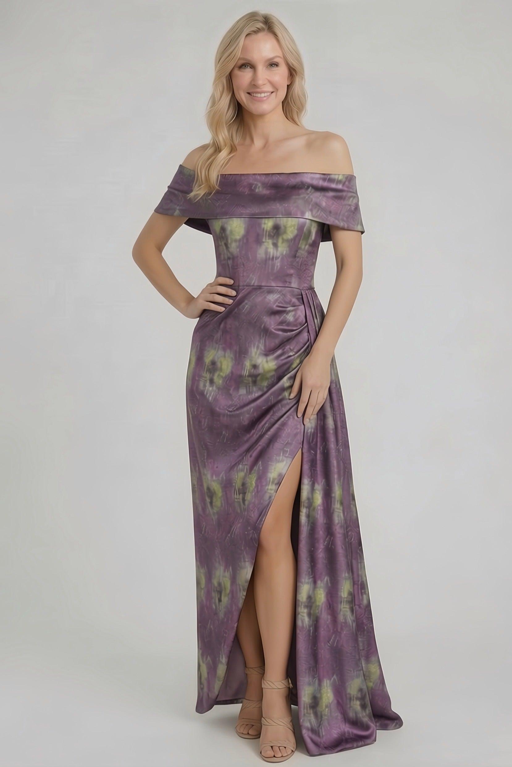 Sheath-Column Floor Length Jacquard Mother of the Bride Dress CM0420 - Hot Fuchsia Floral - COCOMELODY